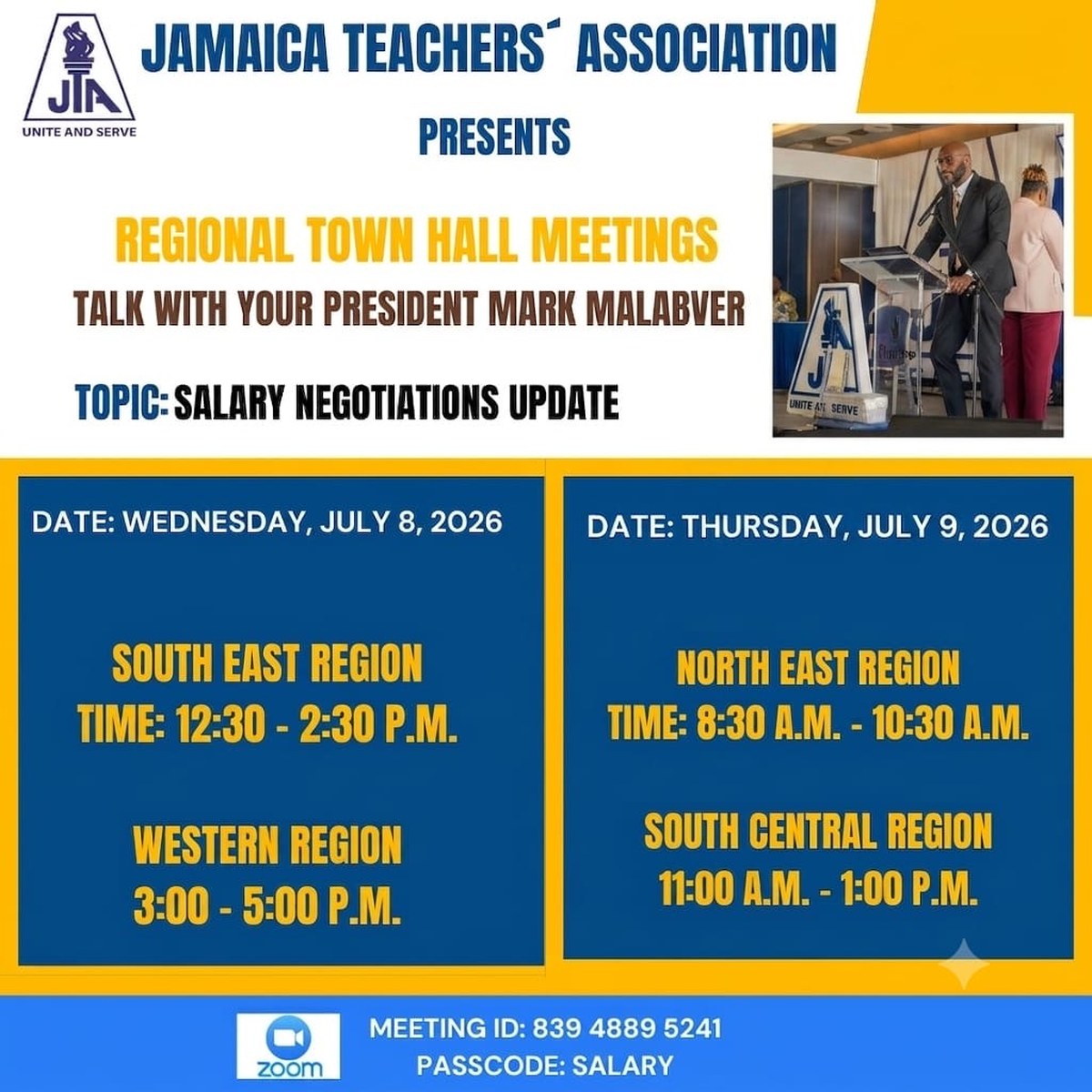 Jamaica Teachers' Association regional town hall meetings.