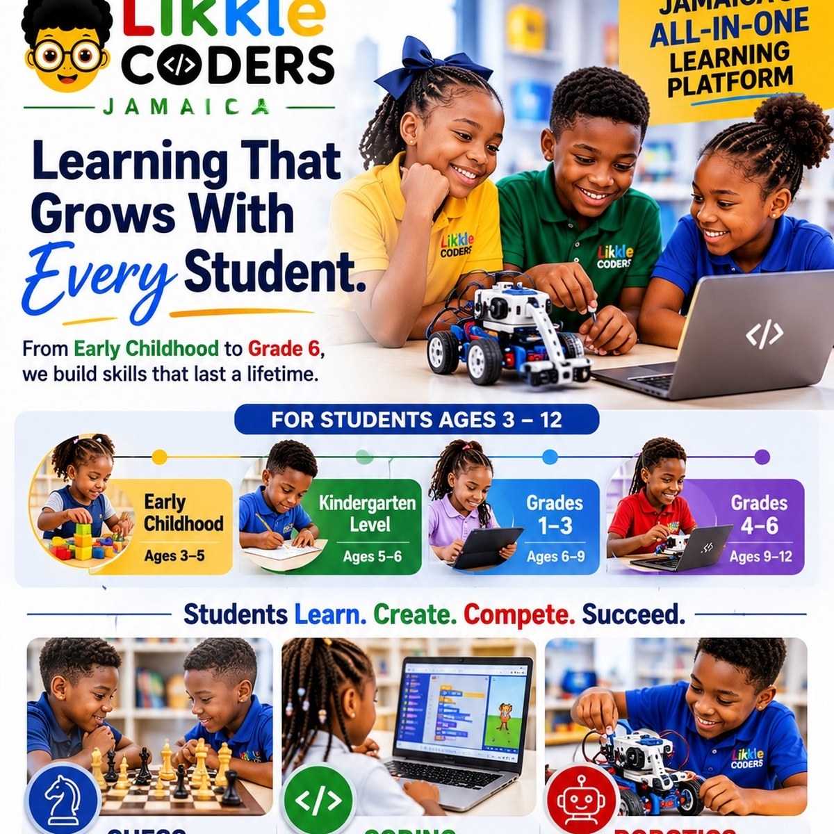 Likkle Coders Jamaica coding, robotics and chess for schools.